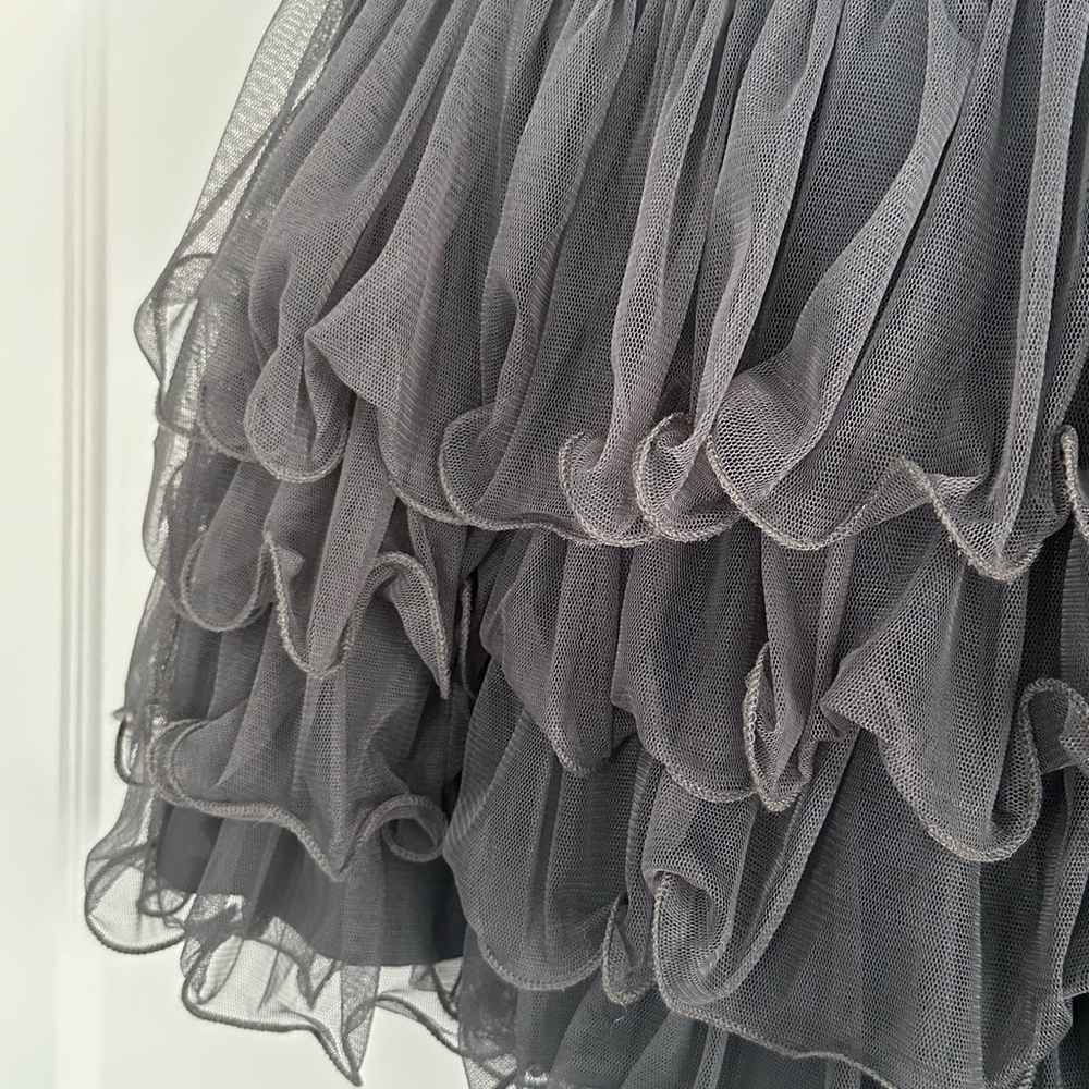 Gray Tule Ruffled Mini Skirt - Picture 2 of 2